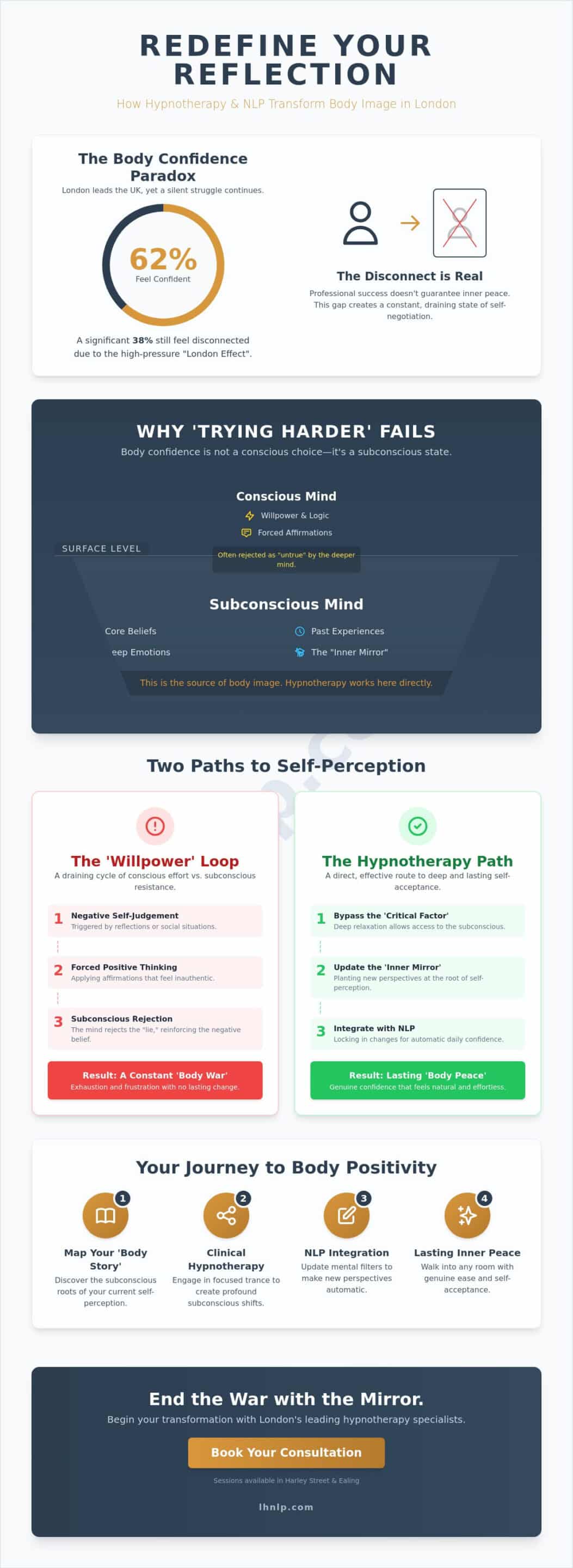 Hypnotherapy for Body Confidence in London: Reclaiming Your Self-Image - Infographic