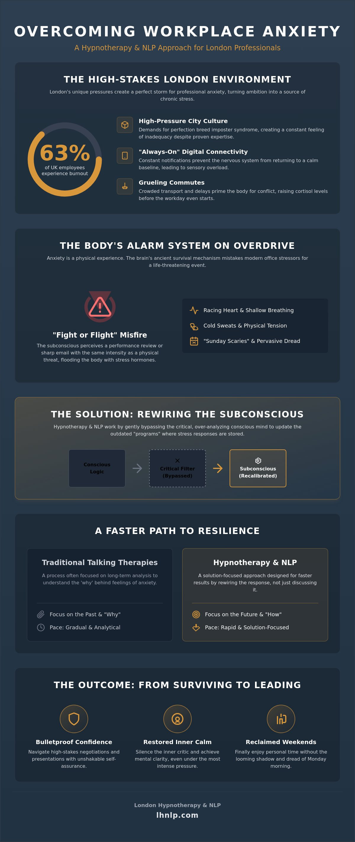 Hypnotherapy for Workplace Anxiety in London: Reclaiming Your Professional Calm - Infographic